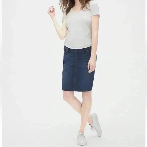 GAP Maternity Full Panel Denim Skirt Dark Wash Size  4 - Picture 9 of 9